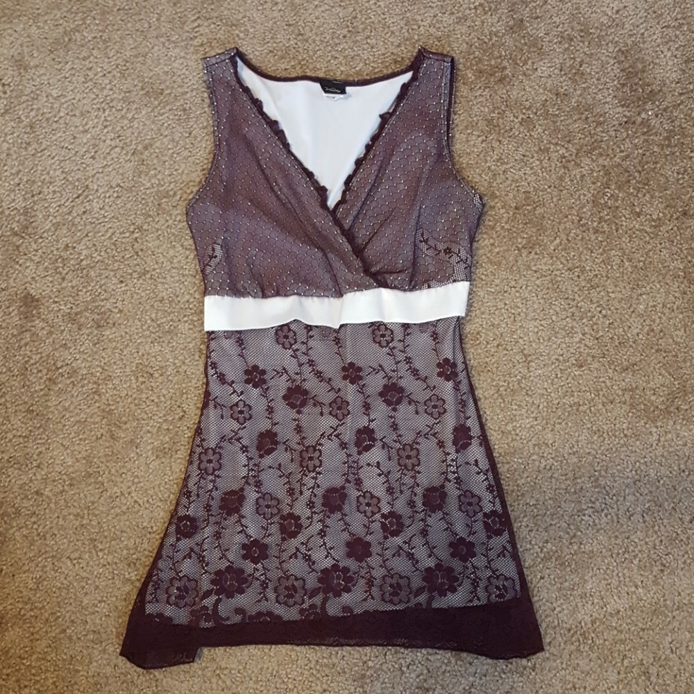 Dark Purple Vanity top with tie lace with lining